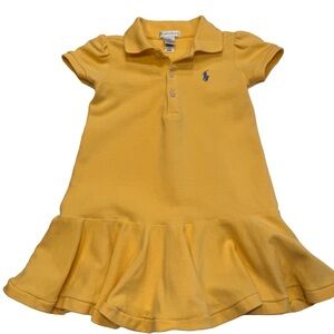 Ralph Lauren Toddler Girls 12 Months Short Sleeve Polo Dress - Yellow